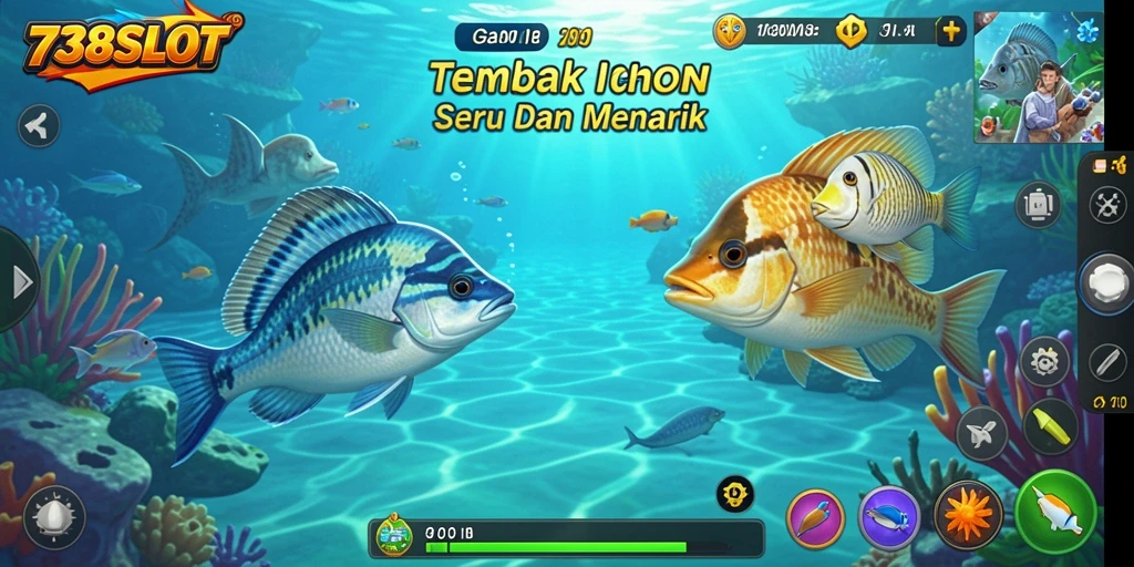 Gameplay seru dalam 738SLOT saat menembak ikan.