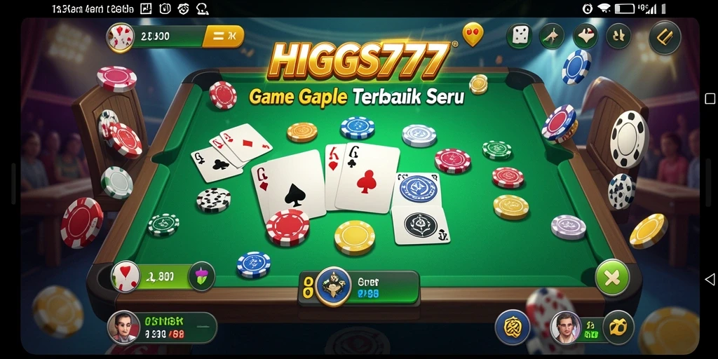 Tampilan gameplay HIGGS777 dengan teman-teman bermain Gaple.