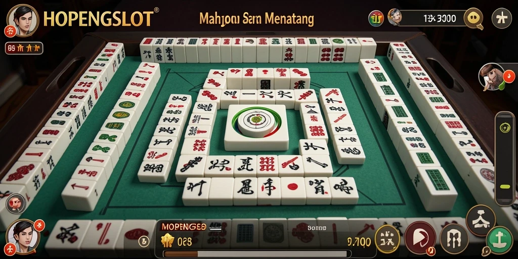 Screenshot utama HOPENGSLOT menampilkan gameplay Mahjong yang menarik.