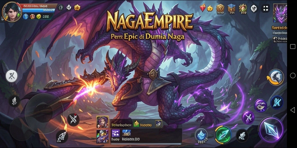 Tampilan gameplay seru saat karakter naga bertarung.
