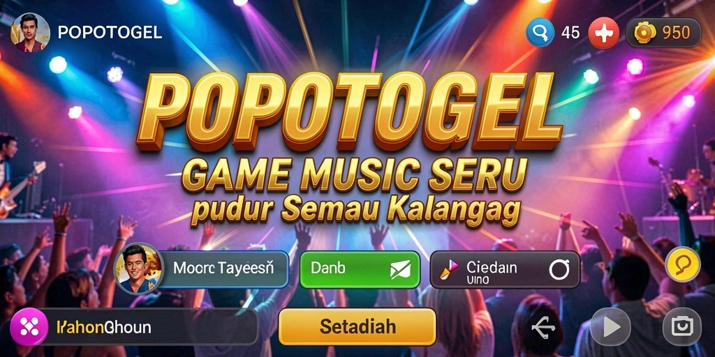 Screenshot gameplay <strong>POPOTOGEL</strong> yang menunjukkan interaksi seru dengan musik.