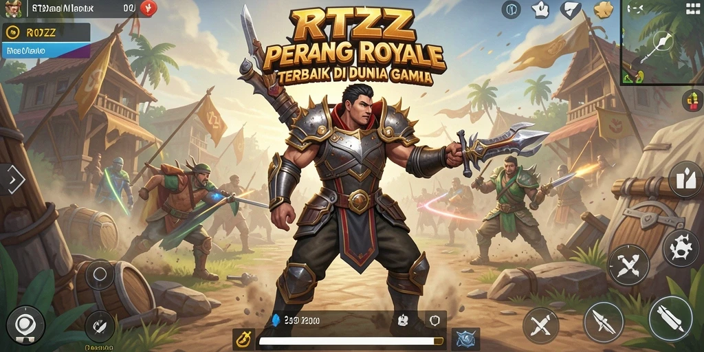 Gambaran aksi seru dari gameplay Battle Royale di RTZZ.