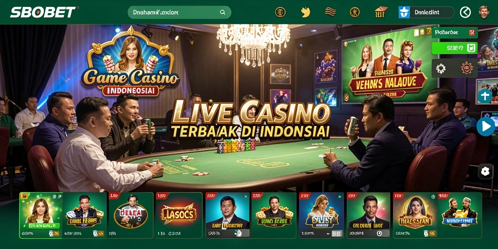 Screenshot gameplay SBOBET menampilkan dealer langsung dalam aksi.