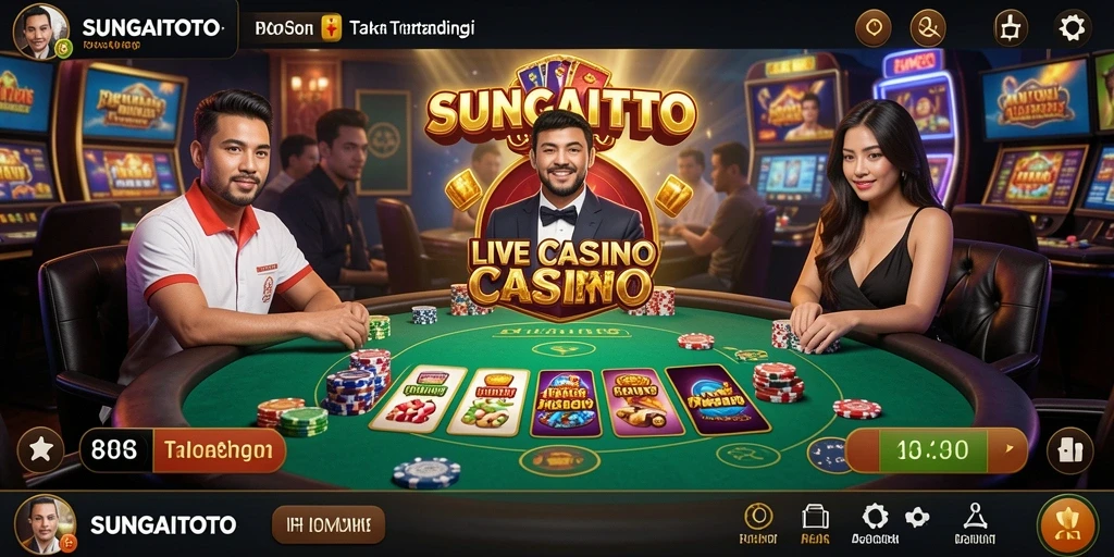 Screenshot gameplay SUNGAITOTO yang menunjukkan suasana kasino langsung.