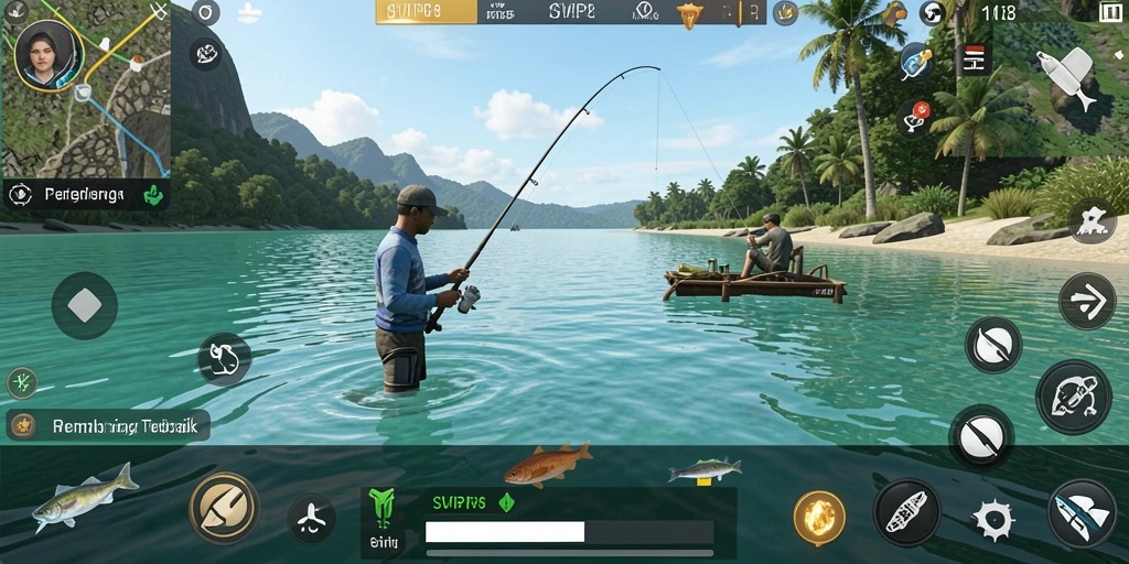 Tampilan gameplay SVIP8 yang menampilkan aksi memancing yang seru.
