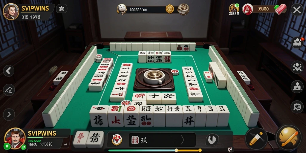 Tangkapan layar gameplay <strong>SVIPWINS</strong> menampilkan momen seru pertarungan <strong>Mahjong</strong>.