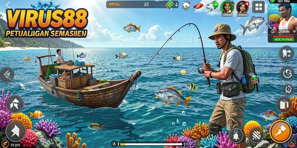 Gameplay memancing yang mendebarkan dan menawan di VIRUS88.