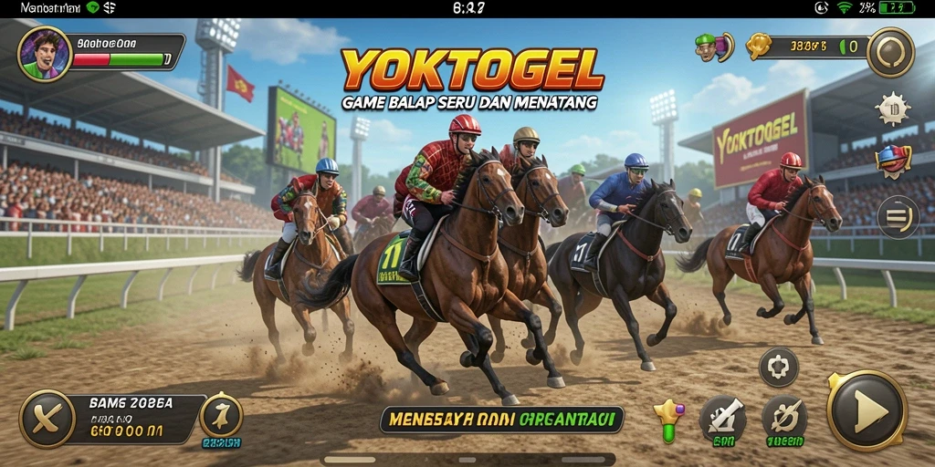 Screenshot gameplay YOKTOGEL dengan mobil balap di lintasan.